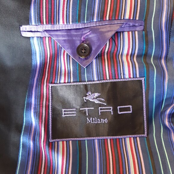 ETRO Milano SZ 42L 100% Wool Men's Black Sport Jacket Blazer - Picture 3 of 14